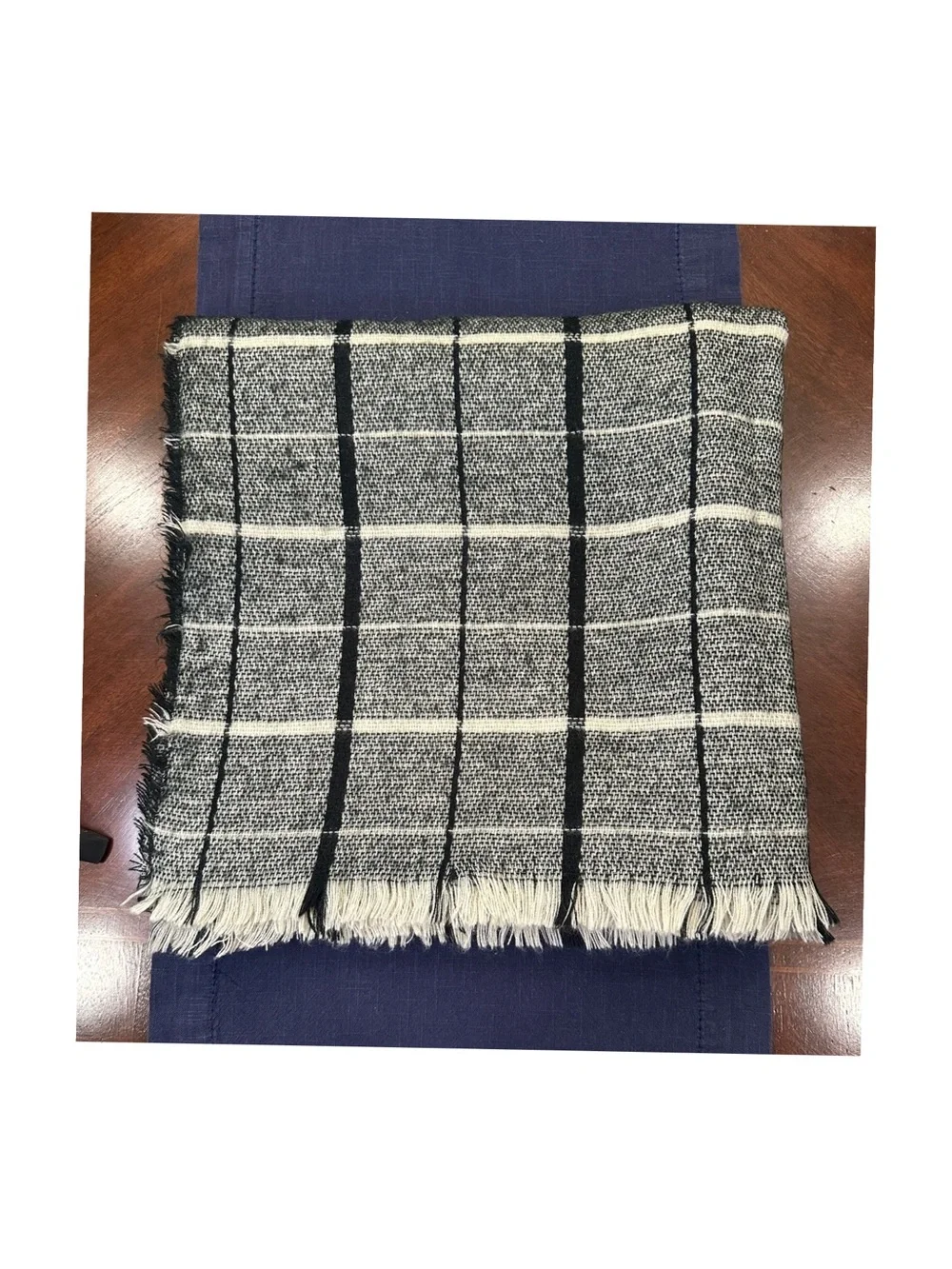 Cozy Black & Gray Windowpane Blanket Scarf